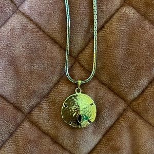 Vintage MONET Gold Tone Sand Dollar Pendant Chain Necklace
